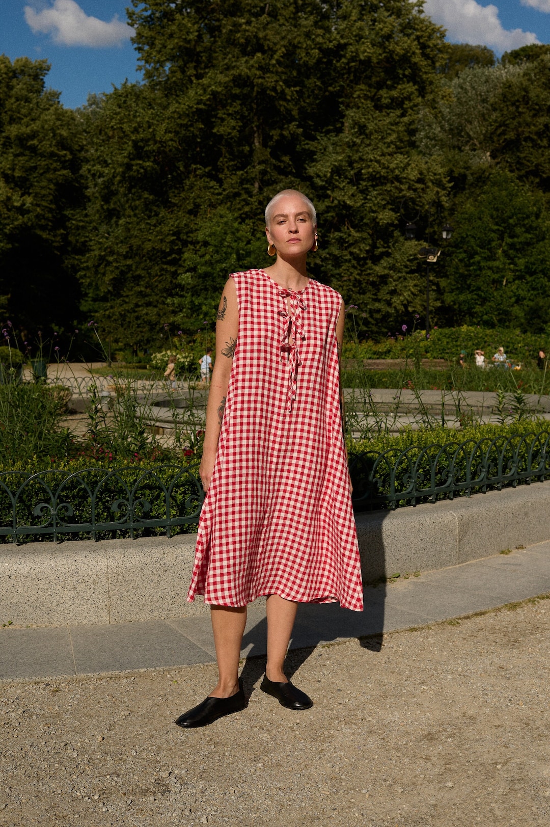 Linenfox Cara Midi Gingham Linen Dress XS / Red Gingham Linenfox Cara Midi Gingham Linen Dress XS / Red Gingham