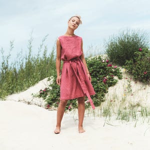 Nida watermelon dress Back V neck linen dress Summer dress Linen dress Watermelon linen dress image 2