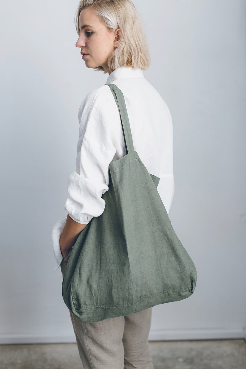 Linen Tote Bag/ Big Linen Tote Bag/ Large Market Bag/ Linen Etsy