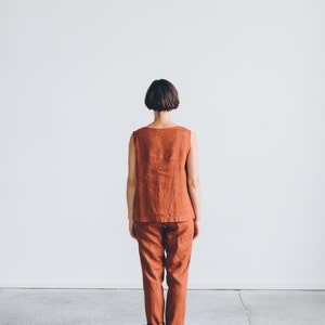 Nova terracotta trousers Tapered linen pants Linen pants Linen trousers image 4