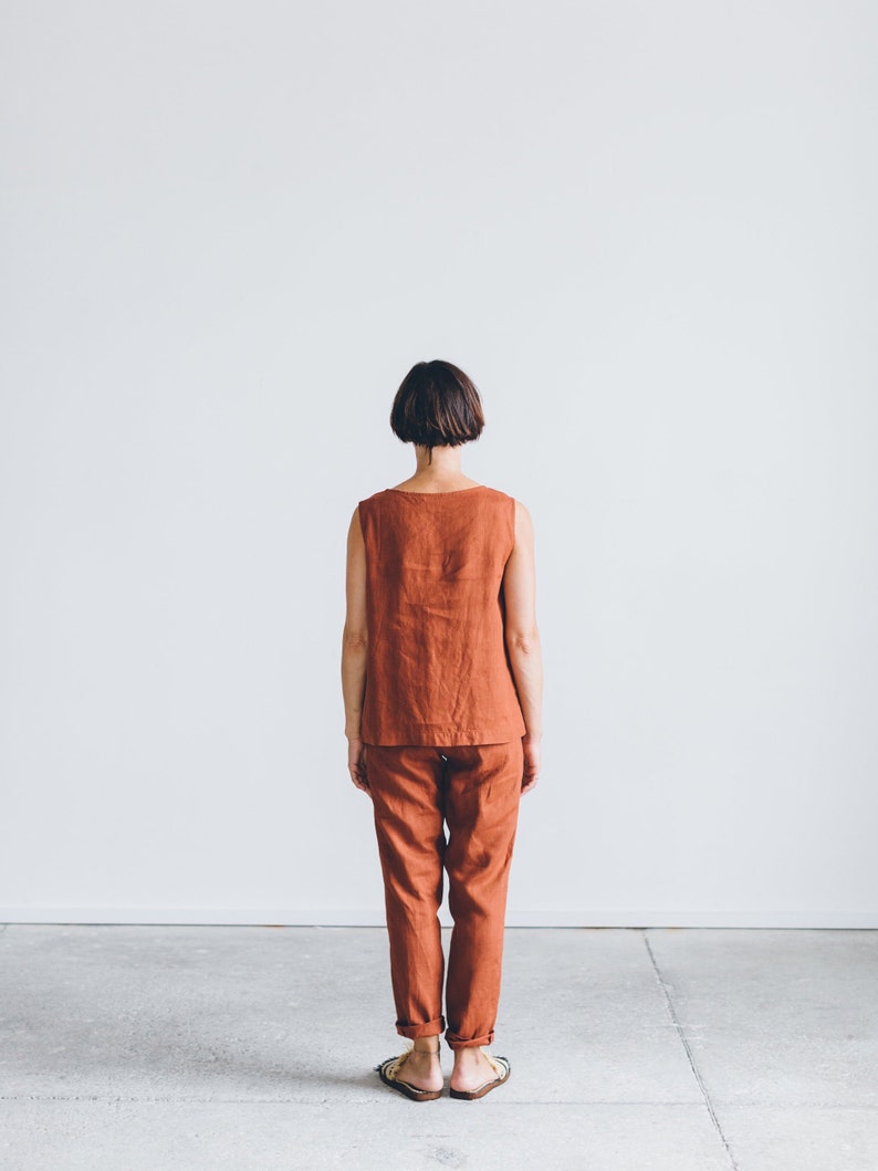 Nova terracotta trousers Tapered linen pants Linen pants Linen trousers image 4