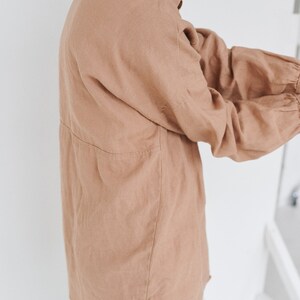 Lyn Dusty Peach Shirt Loose Linen Shirt Linen Shirt Drop - Etsy