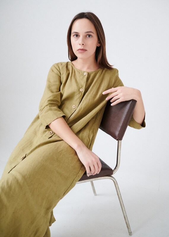 linen dress button down