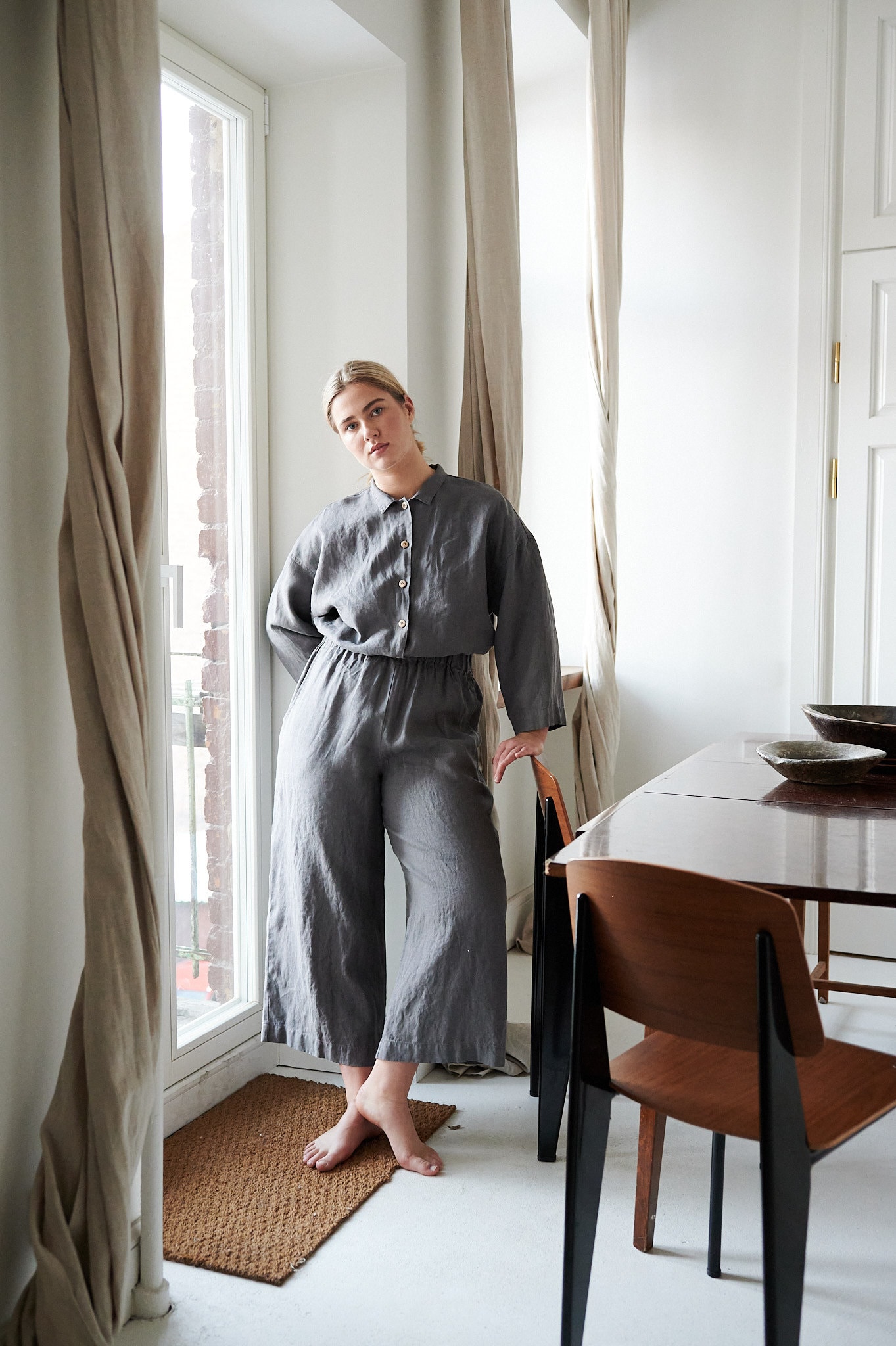 Work Platinum Grey Jumpsuit - Linen Jumpsuit - Loose Linen