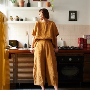 Frankie camel trousers - Barrel trousers - Linen trousers - Loose linen pants - Linen pants