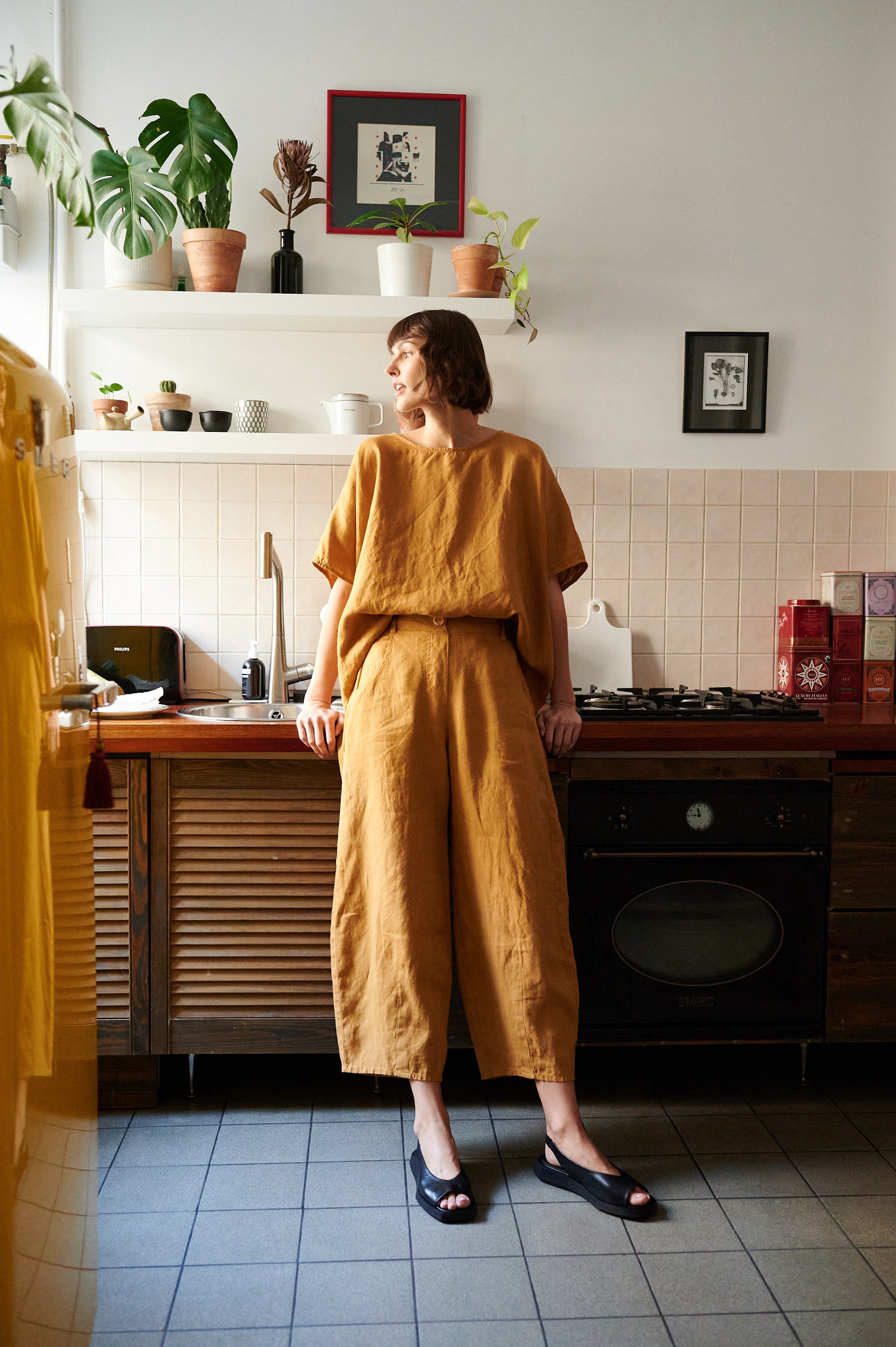Frankie camel trousers - Barrel trousers - Linen trousers - Loose linen pants - Linen pants
