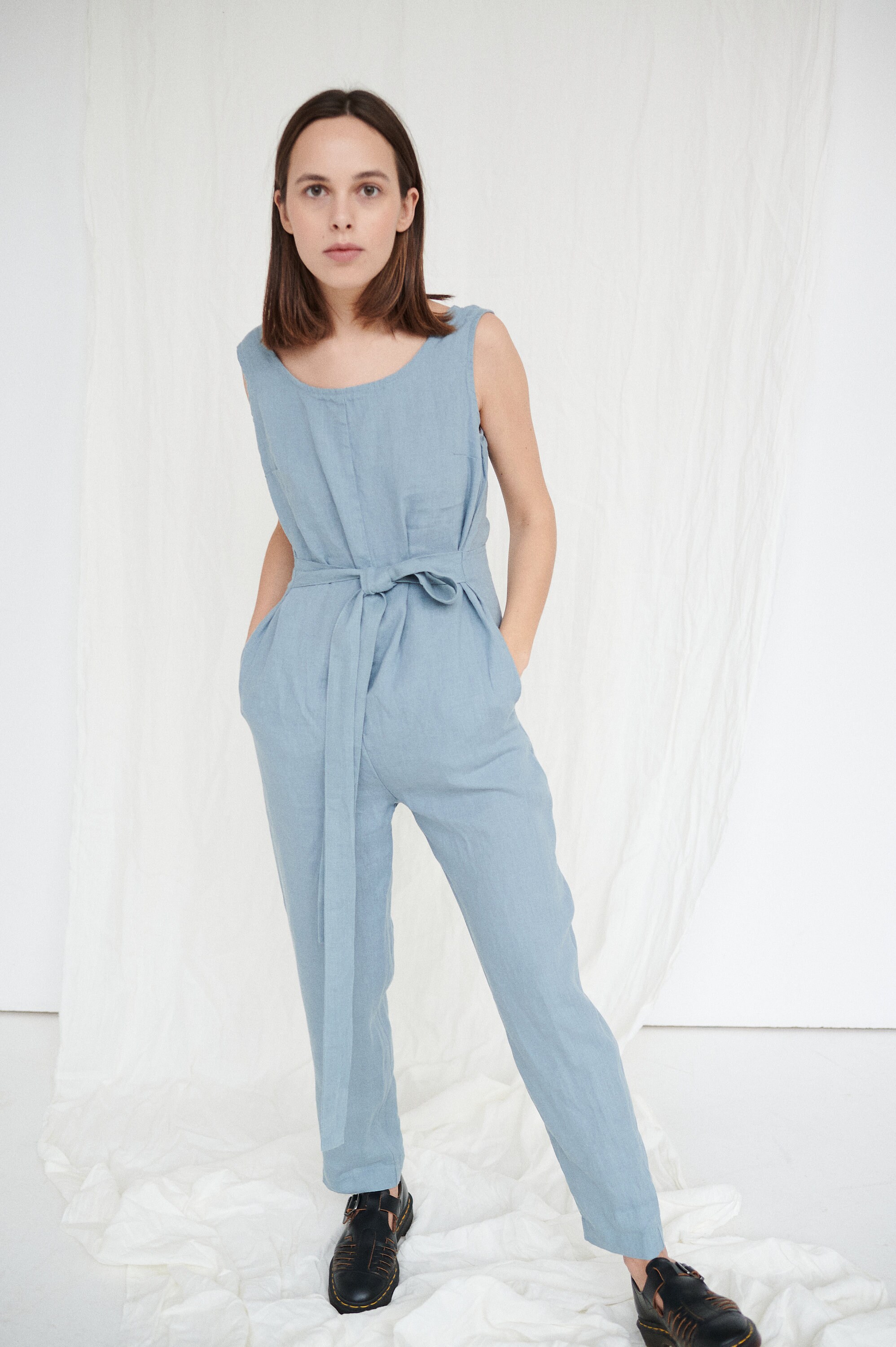 Evelyn Sea Green Jumpsuit Linen Jumpsuit Linen Overalls - Etsy UK