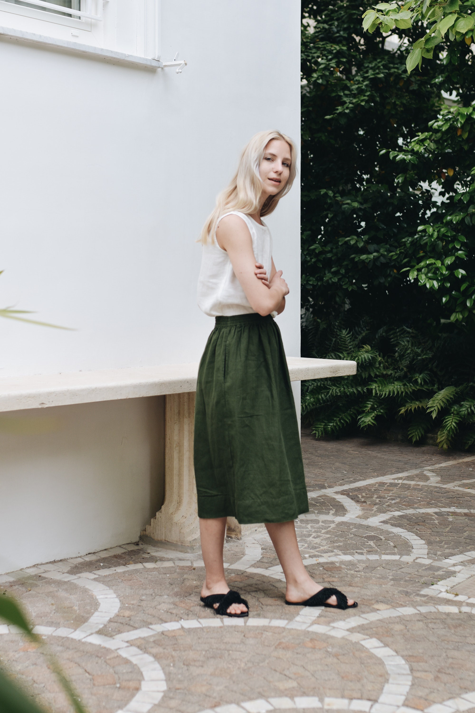Regina Midi Skirt in Forest Green main image 1