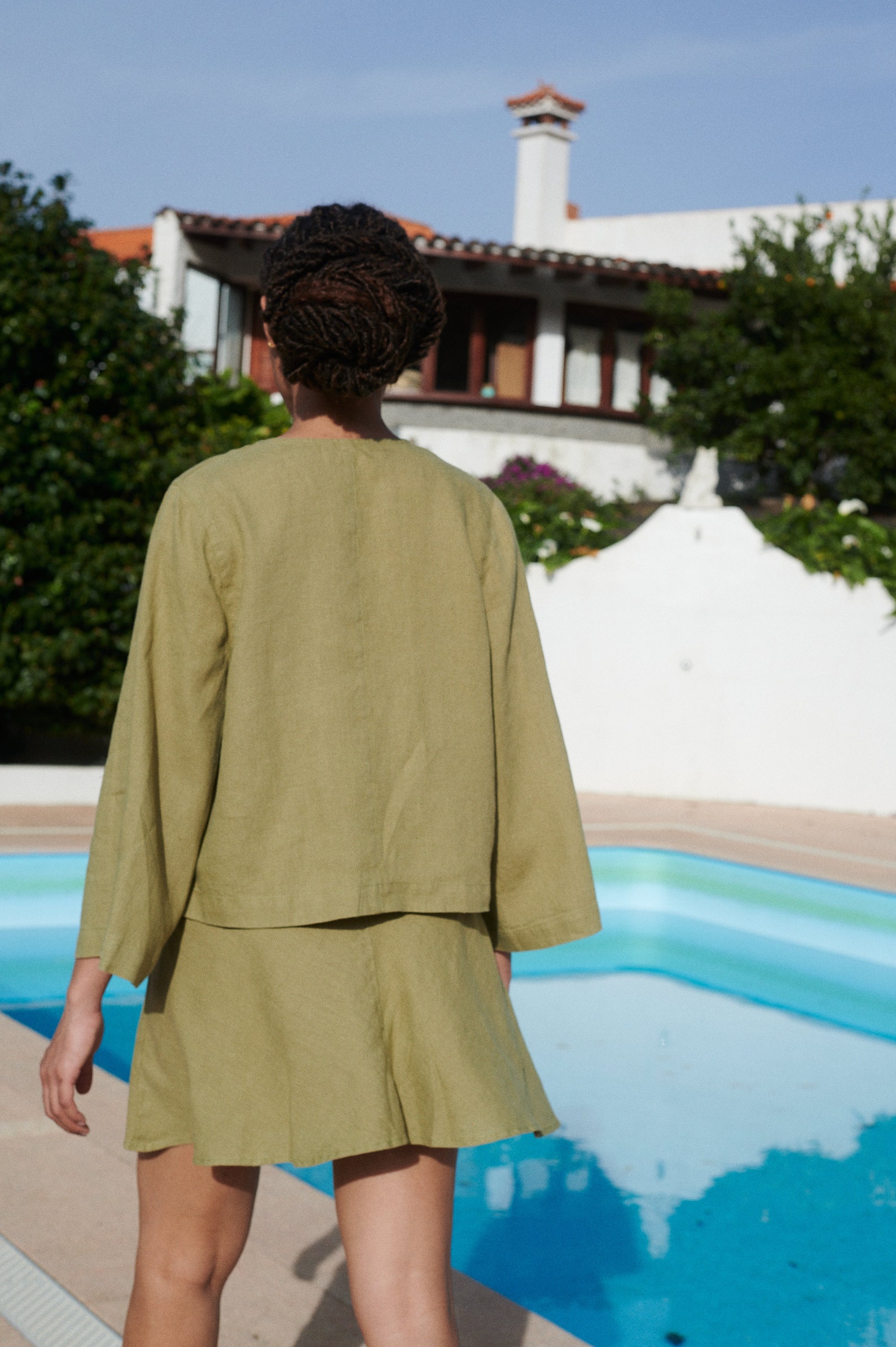 Marina Olive Linen Top Tie up Front Top Linen Blouse Loose Linen Blouse ...