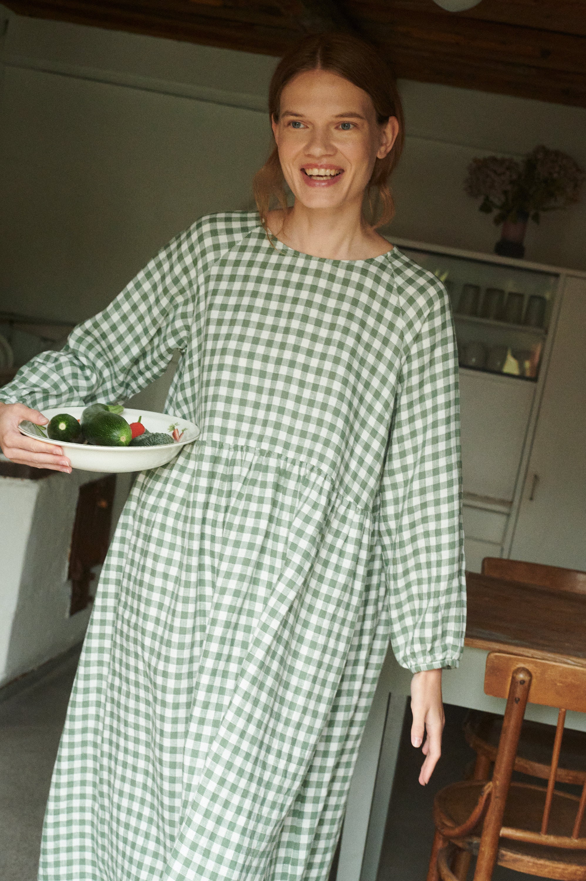 maid of honor and bridesmaids dresses Green Gingham Cindy Mini Dress Hyacinth House Green Gingham / L