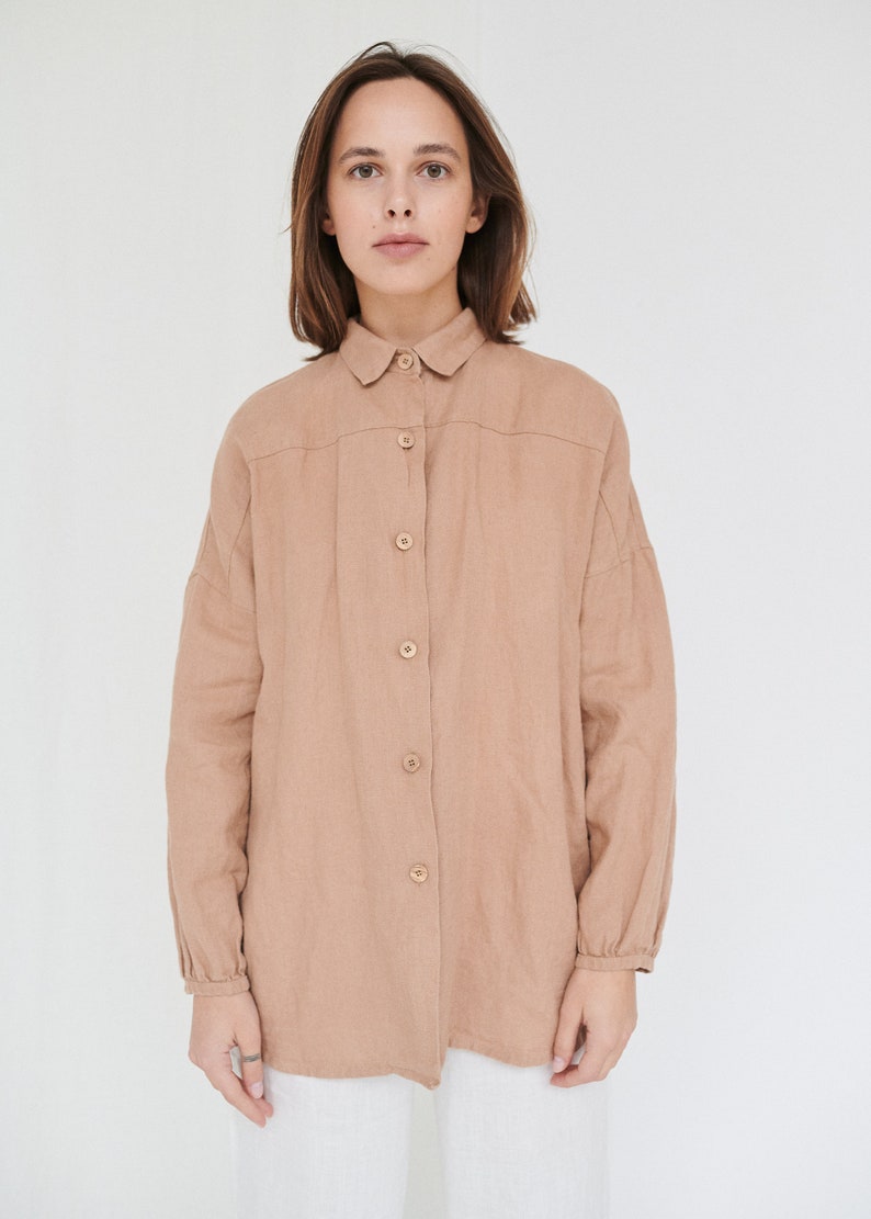 Lyn Dusty Peach Shirt Loose Linen Shirt Linen Shirt Drop | Etsy