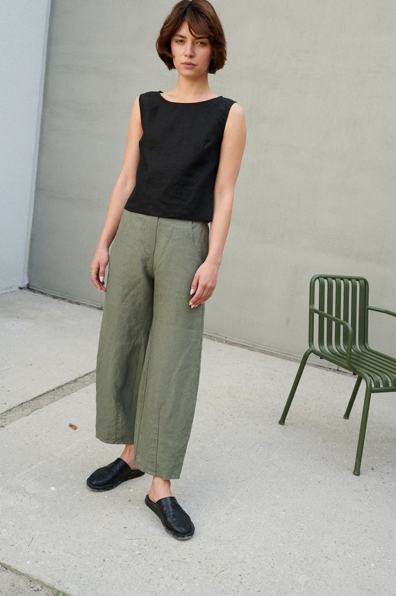 Frankie Heavy Navy Blue Trousers Heavy Linen Pants Linen Trousers Linen  Barrel Pants Washed Heavy Linen Pants -  Canada