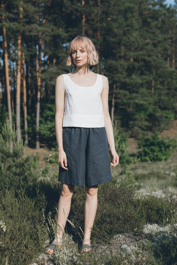 Corto gris grafito hike Pantalones cortos de lino - Etsy