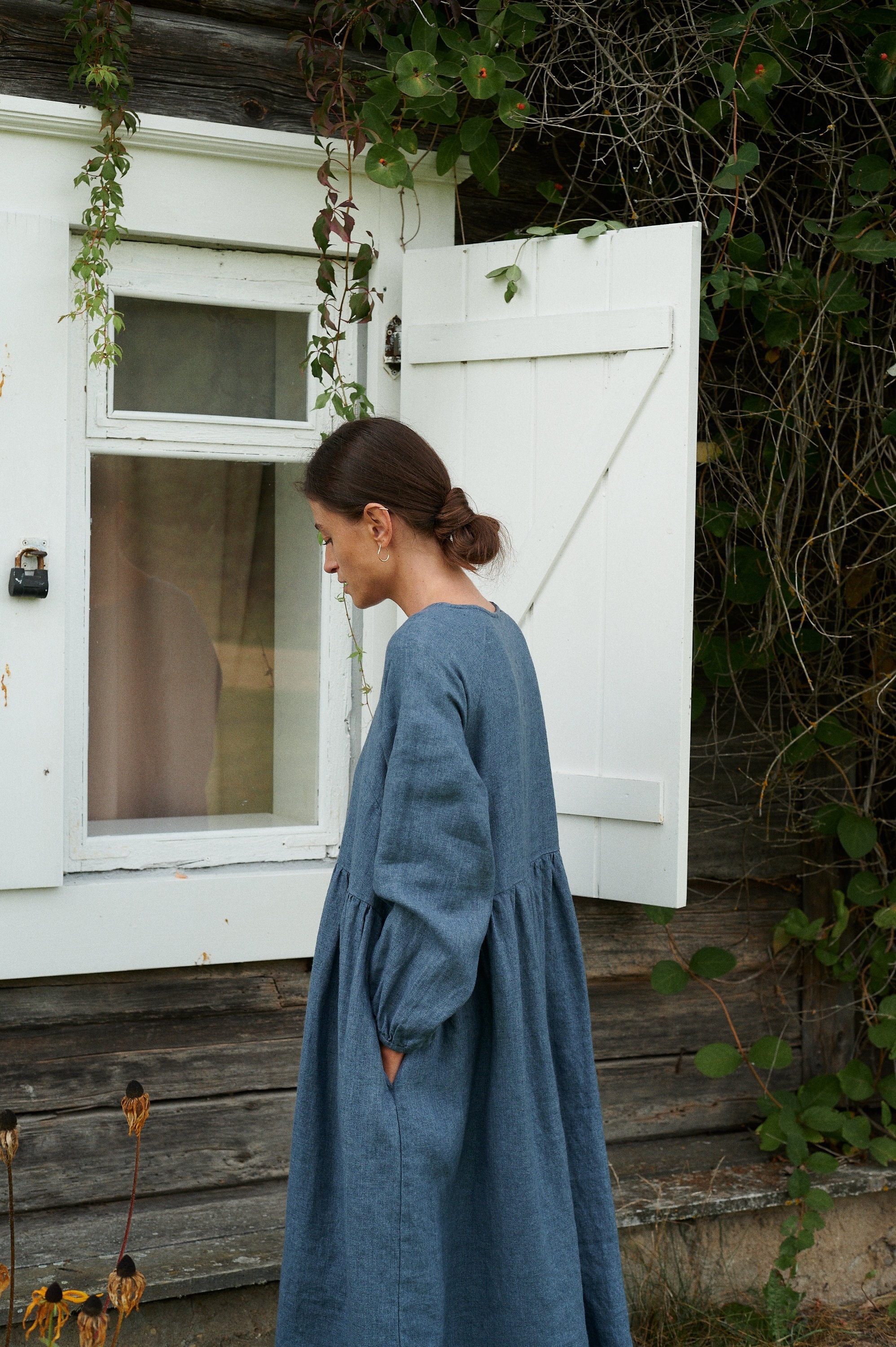 Margo Blue Linen Wool Blend Dress Wool Linen Dress Linen - Etsy