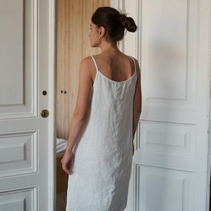 Vestido camisero de lino - Camisón - Vestido de lino blanco lechoso - Ropa de dormir - Vestido camisero - Ropa de dormir - Vestido de lino - Pijama - Vestido de verano imagen 4