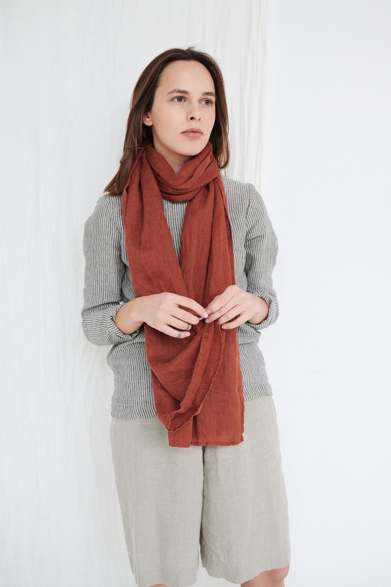 Linen Scarf/ Softened Linen Scarf/ Long Linen Scarf/ Unisex Etsy