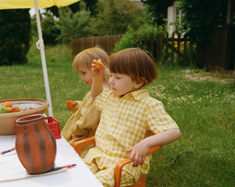 Boys Short-Sleeved Gingham Linen Shirt