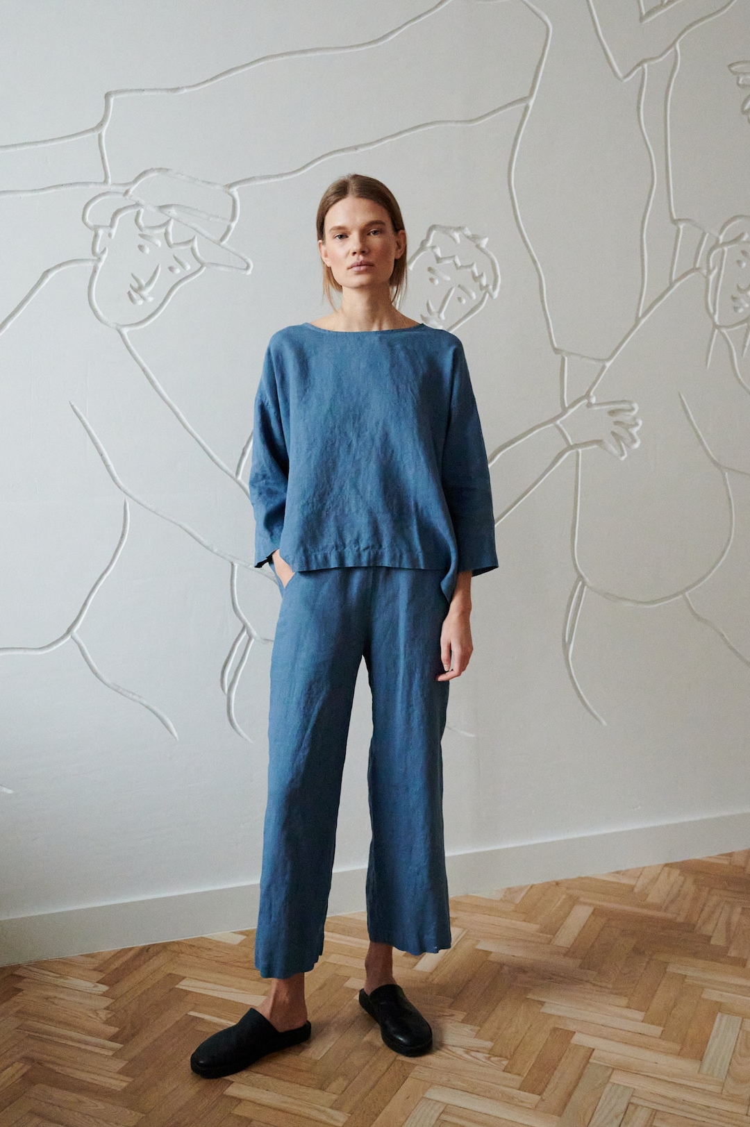 Ocean Stellar Blue Pants - Linen Pants - Loose Linen Pants - Linen ... — free download
