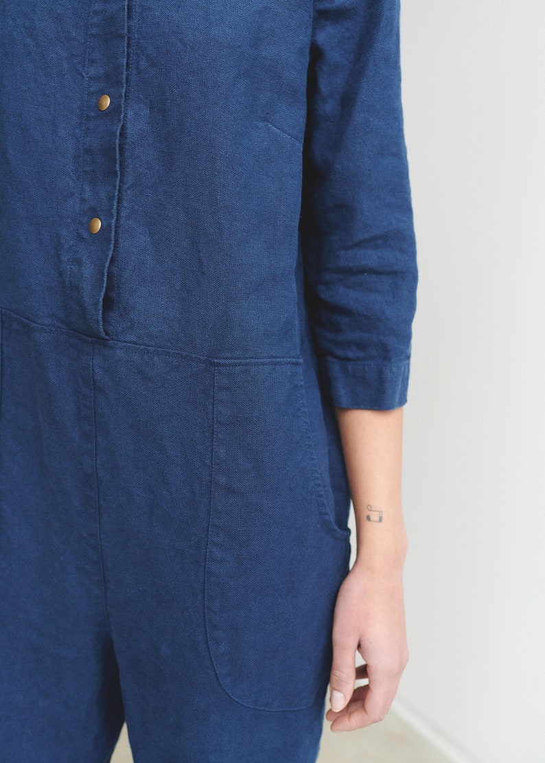 Martin Heavy Navy Blue Jumpsuit Heavy Linen Jumpsuit Linen Etsy
