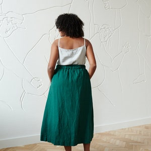 Lina emerald green skirt Maxi linen skirt Linen skirt A line linen skirt Long linen skirt image 2