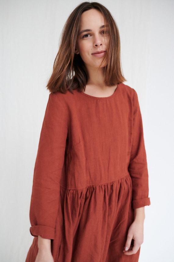 Alice Terracotta Dress Long Linen Dress 