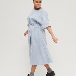 Ellen Dusty Blue Dress Loose Linen Dress Oversized Linen - Etsy