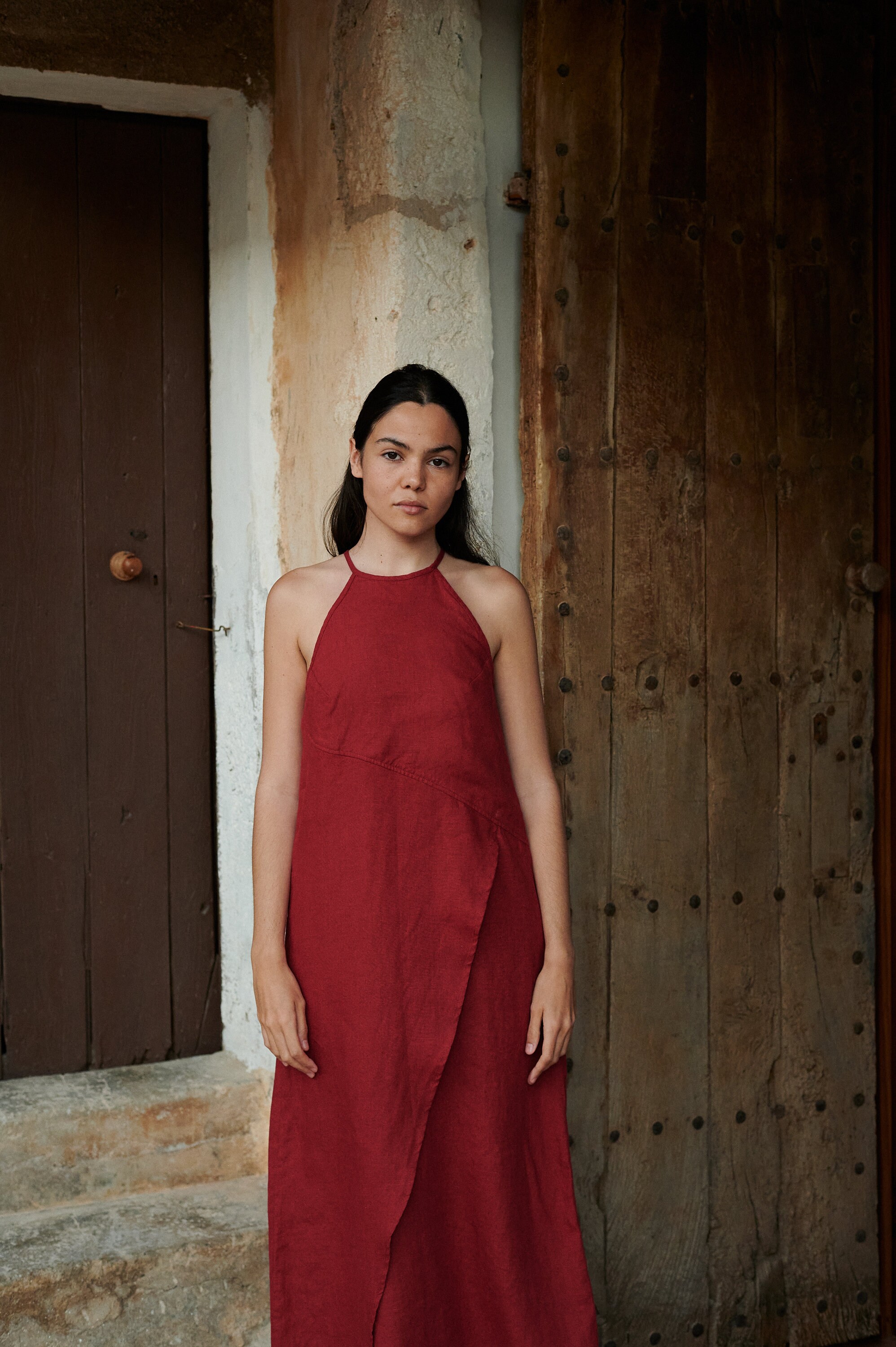 Mira Burgundy Red Dress - Spaghetti Strap Linen Dress- Linen Dress - Long Linen  Dress - Etsy