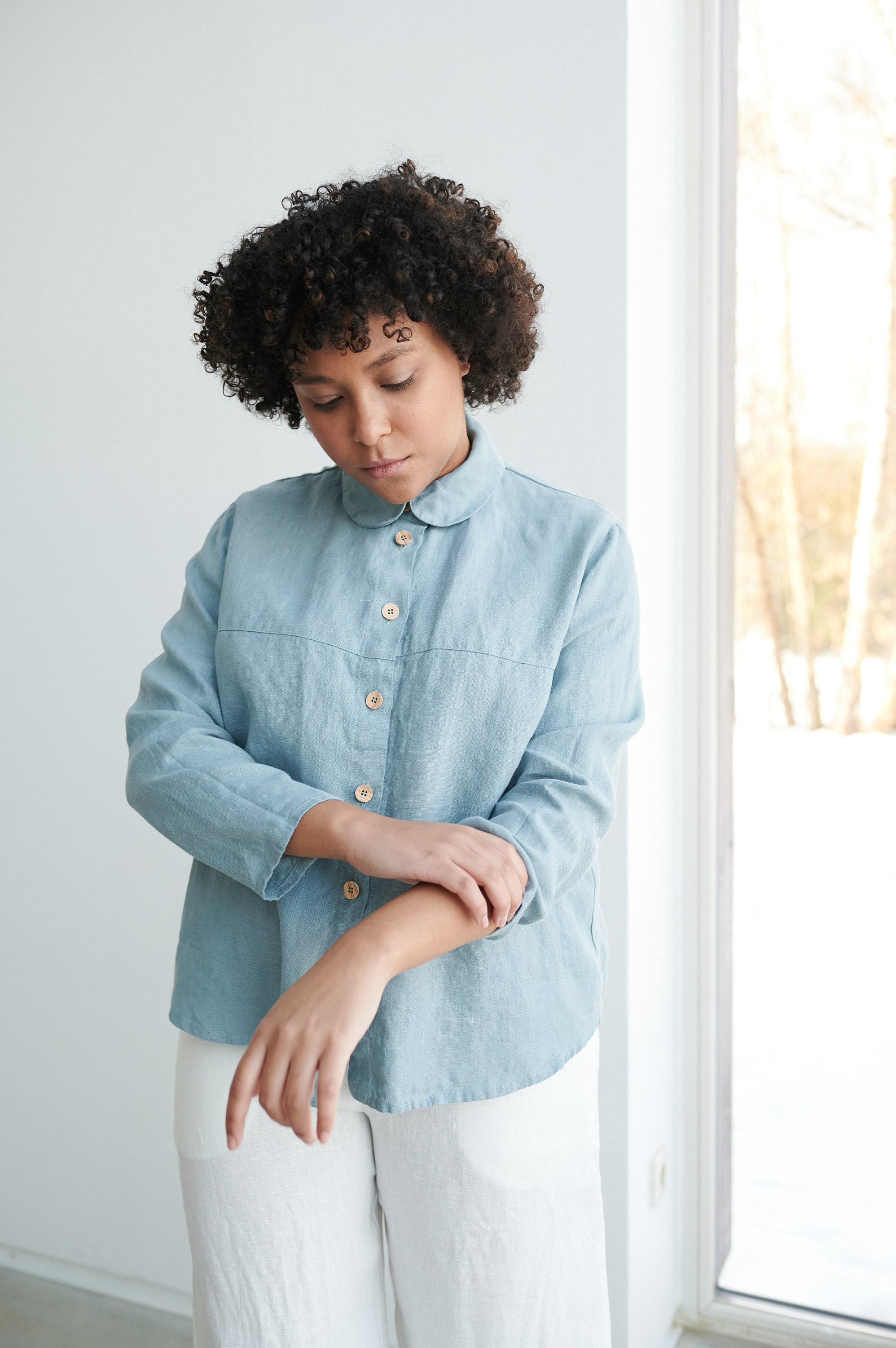 Sea green linen shirt Clearance