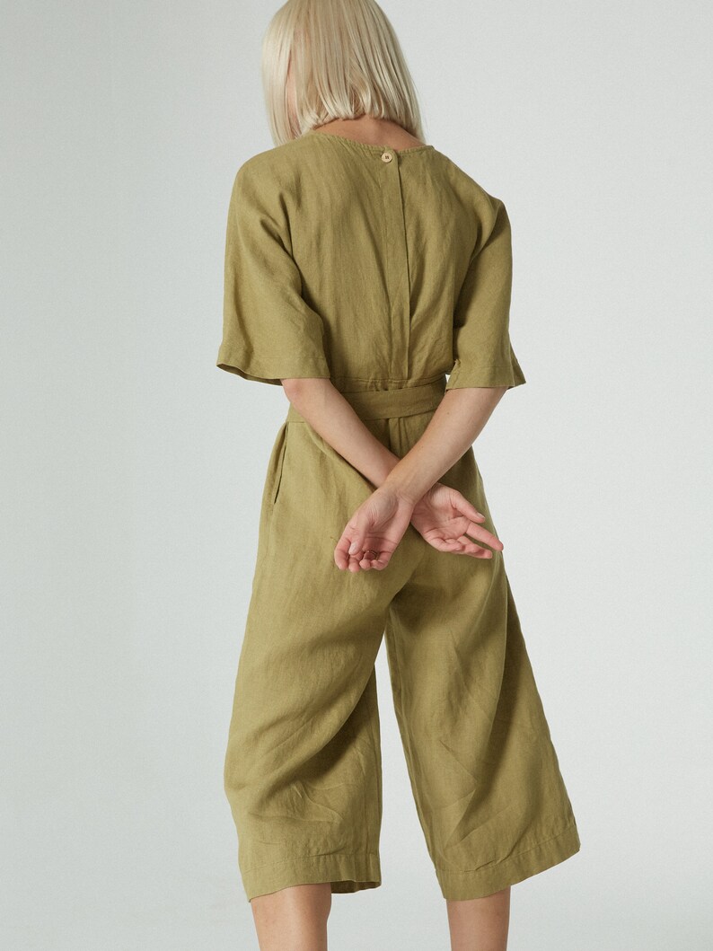 Olivia Olive Jumpsuit Linen Jumpsuit Oversized Jumpsuit Etsy