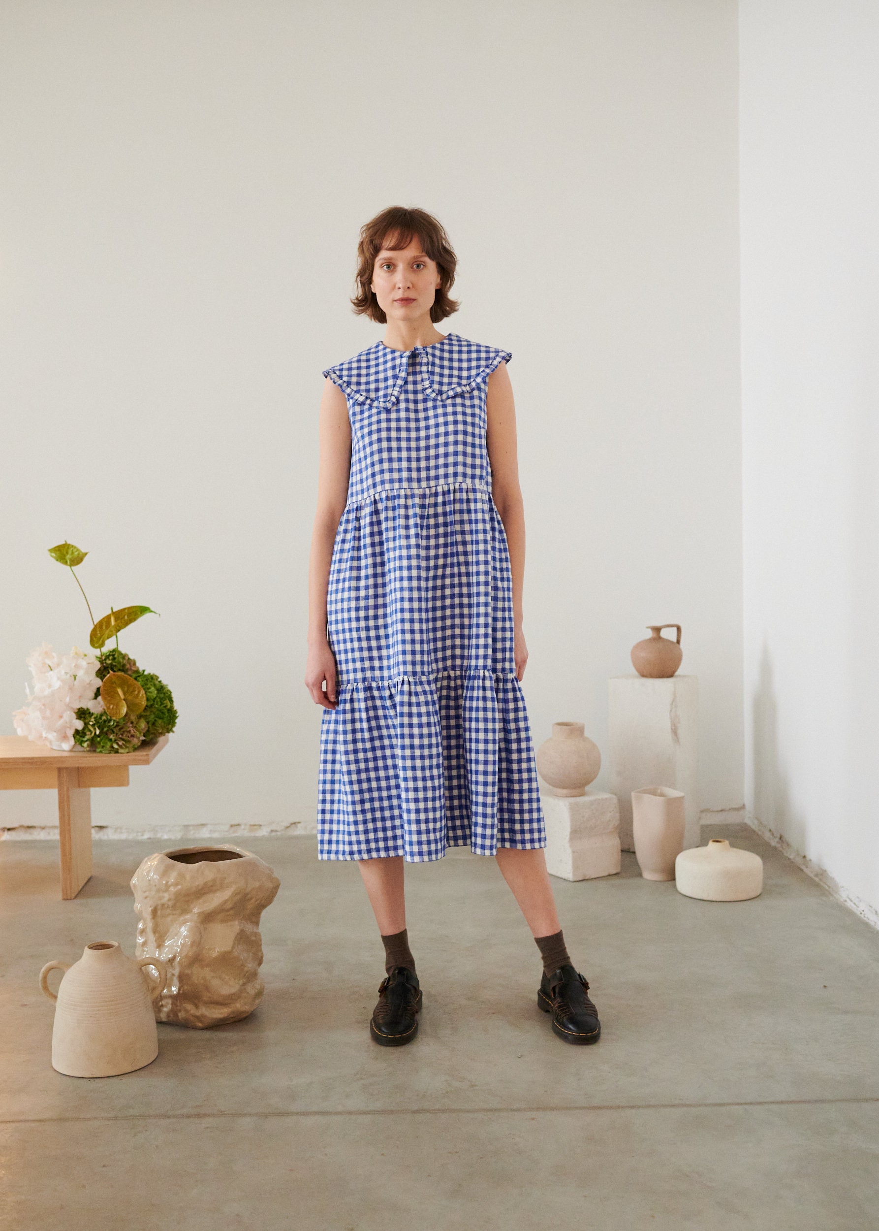 Molly Blue Gingham dress Gingham Linen Dress Long linen Etsy