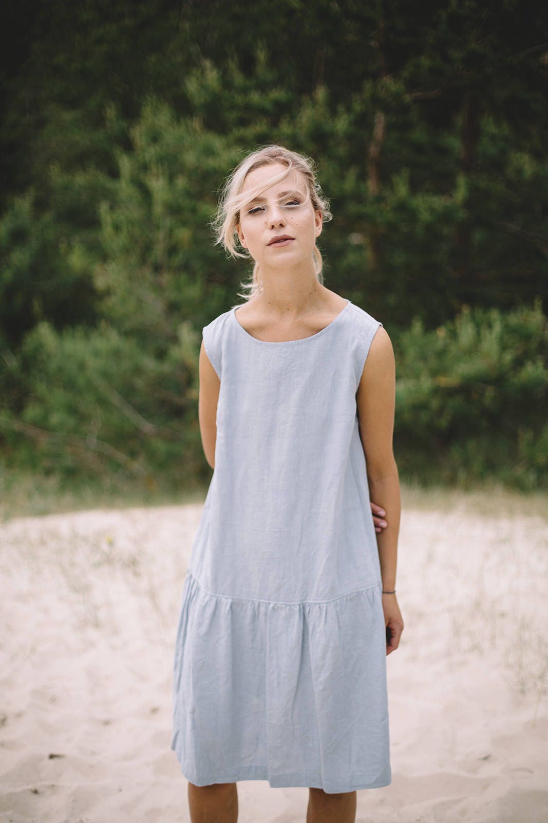 Simple linen dress without pockets / Summer dress / Linen Etsy