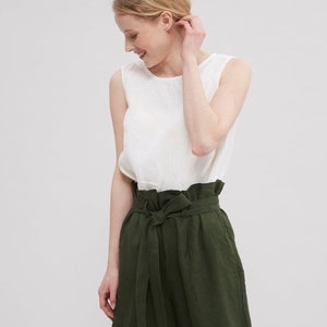 Ready to ship / Chloe trousers / Wide leg linen pants / Paper bag pants / Linen culottes / Linen trousers image 3