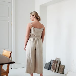 Ocean beige trousers Linen culottes Wide linen pants Culottes Linen trousers Linen wide leg pants Summer linen pants image 6