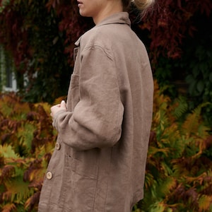 Bill heavy cacao jacket Utility jacket Work jacket Workwear Utility Jacket Heavy linen jacket Linen coat zdjęcie 3