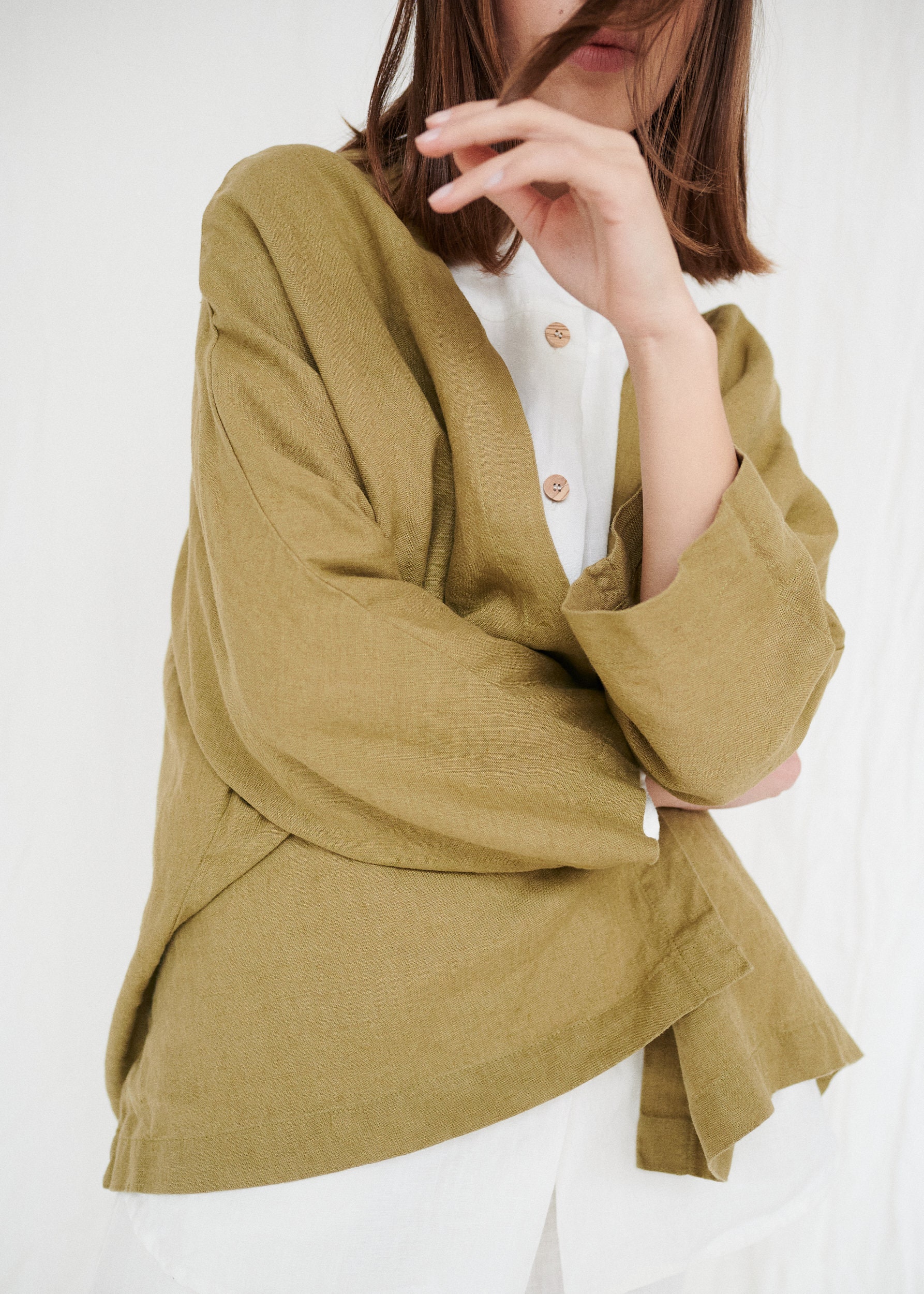 Juta Olive Jacket Linen Jacket Linen Coat Oversized Etsy UK