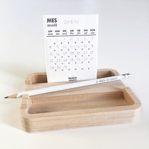 BASIC CALENDAR Letterpress perpetual calendar, Minimalist desk calendar, Hand-printed calendar large maple wooden base, Monthly calendar image 3