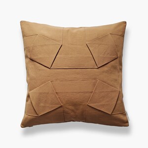 ORU PILLOW Origami pillow cover, ochre, 18x18/ Handmade 3D pattern, geometric design, color block / Hygge home decor, Decorative pillow image 2
