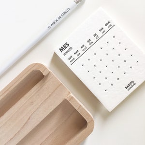 BASIC CALENDAR Letterpress perpetual calendar, Minimalist desk calendar, Hand-printed calendar large maple wooden base, Monthly calendar image 4