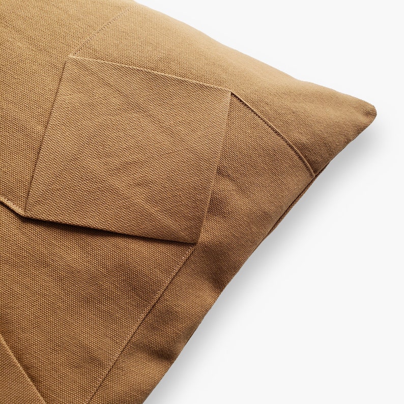 ORU PILLOW Origami pillow cover, ochre, 18x18/ Handmade 3D pattern, geometric design, color block / Hygge home decor, Decorative pillow image 4