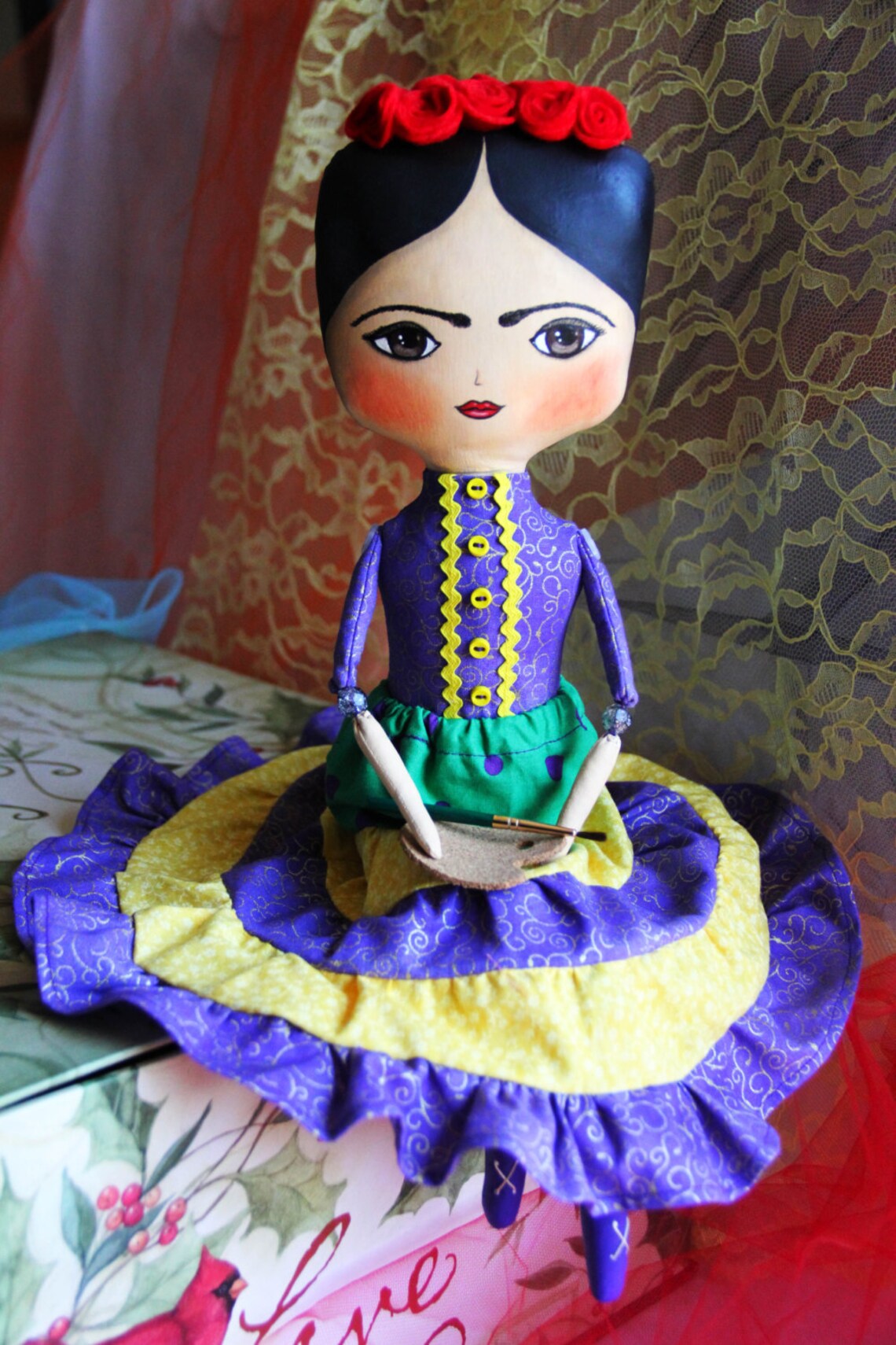 Frida Kahlo Mixed Media Doll, Textile Doll, Art Doll, Stuffed Doll Etsy