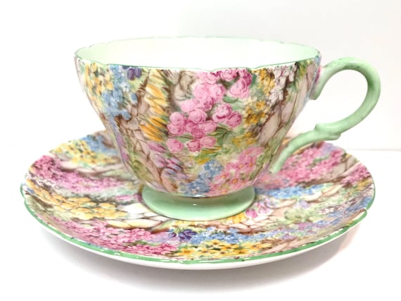 Shelley Teacup & Saucer: Rock Garden Tea Cup