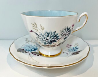 Salisbury Teacup and Saucer, Antique Tea Cups Vintage, Scalloped Teacup, Floral Tea Cups, Vintage Tea Cups Antique