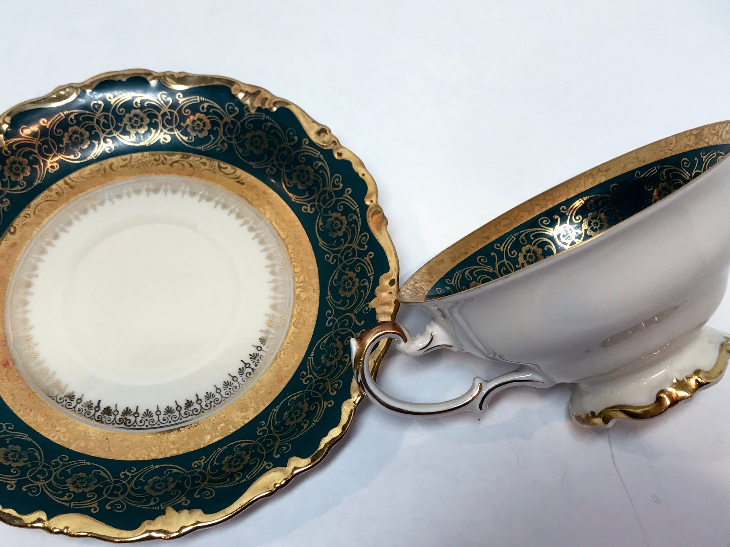 Alka Teacup, Alka Kunst Kronach Teacup, Bavarian German Teacups, Green