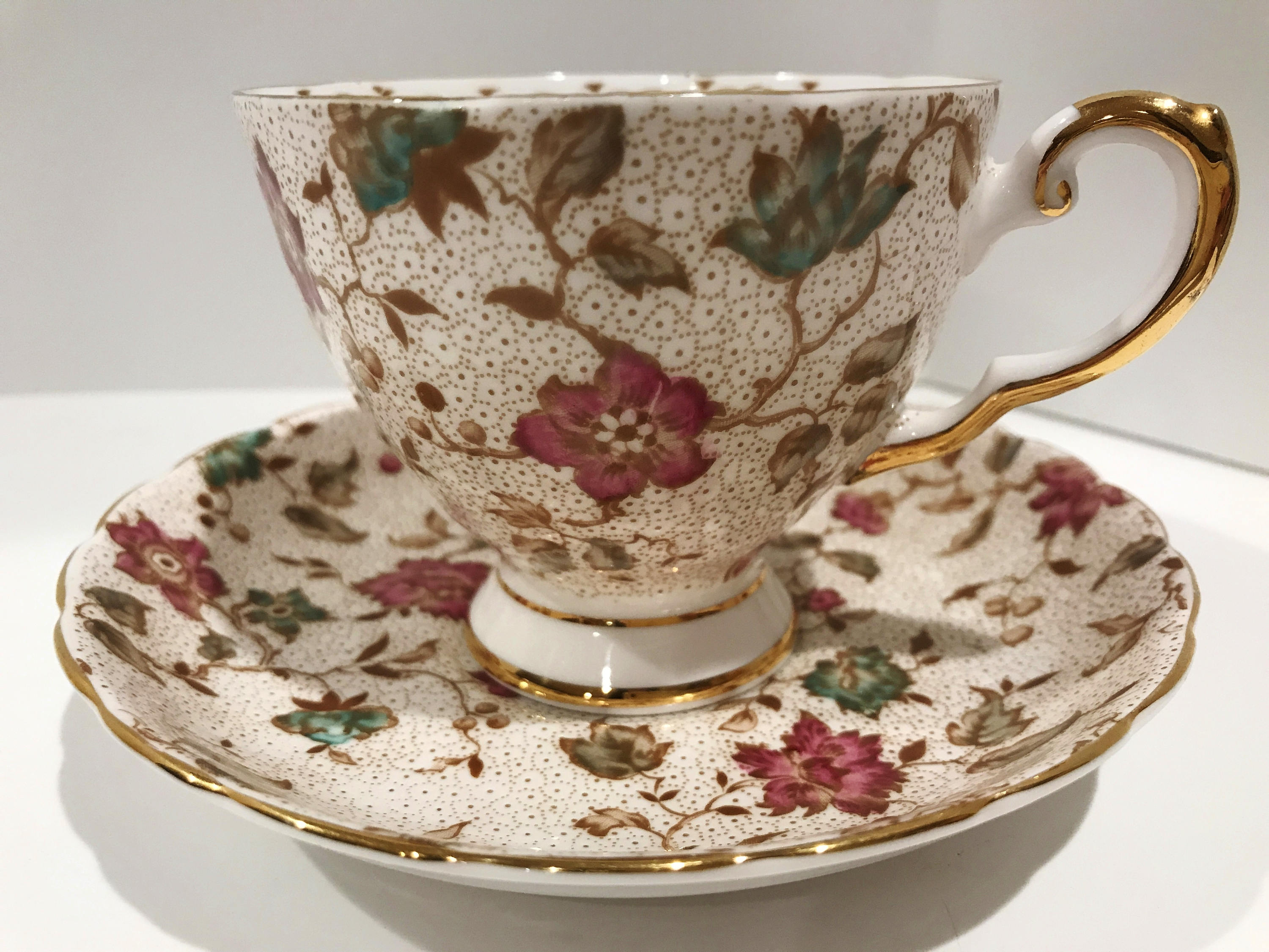 Tuscan Tea Cup and Saucer, Bone China Tea Set, Teacups and Saucers