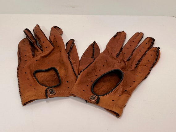 Womans Brown Leather Gloves , Driving Gloves , Vintage Casual Leather Gloves