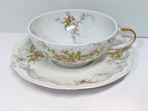 Haviland Limoges Teacup and Saucer , Theodore Haviland , Limoges France , French Limoges , Antique Limoges , Van Heusen Charles