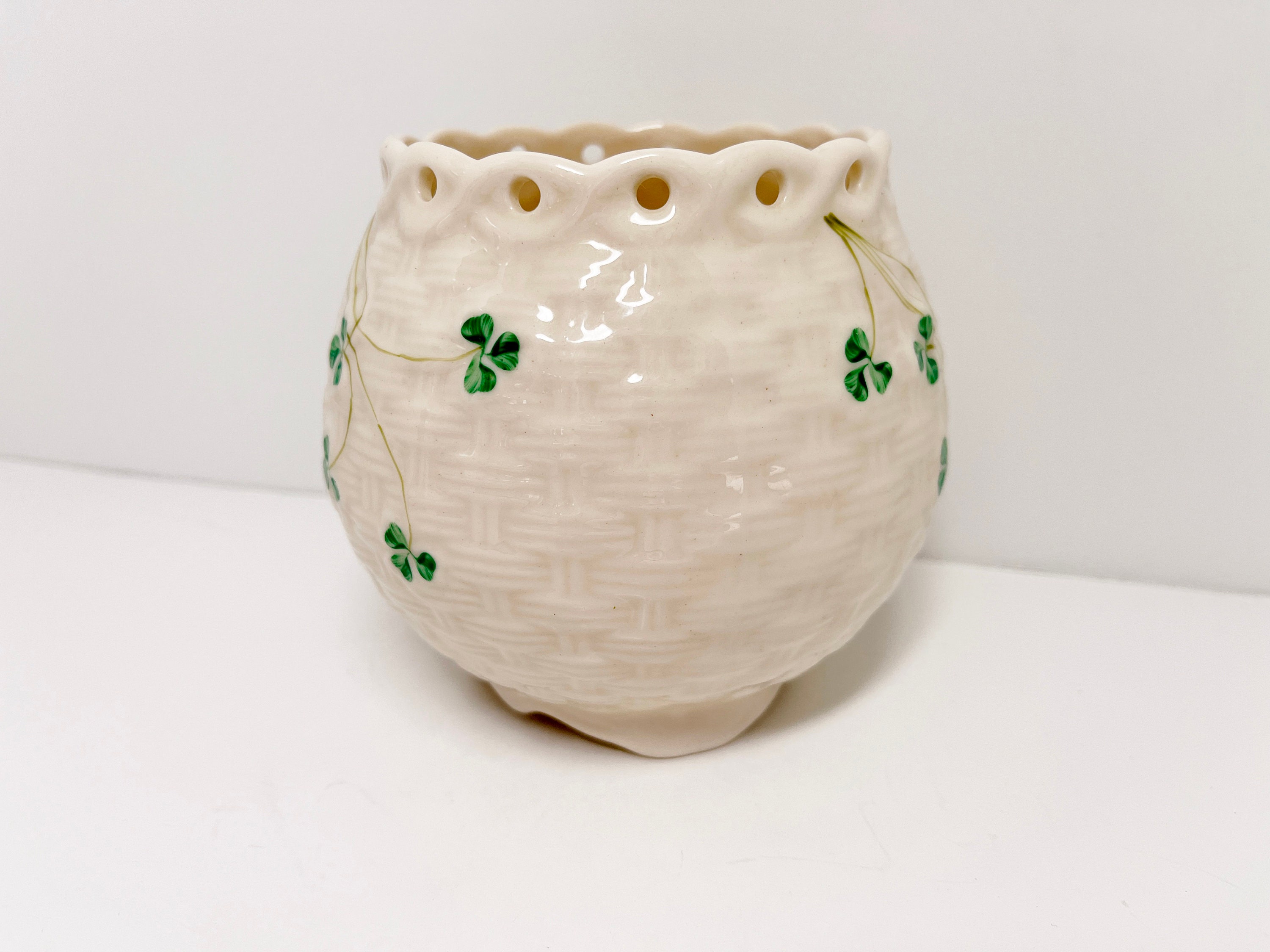 Shamrock Belleek Vase, Irish Vase, Belleek China, Irish Porcelain, Made