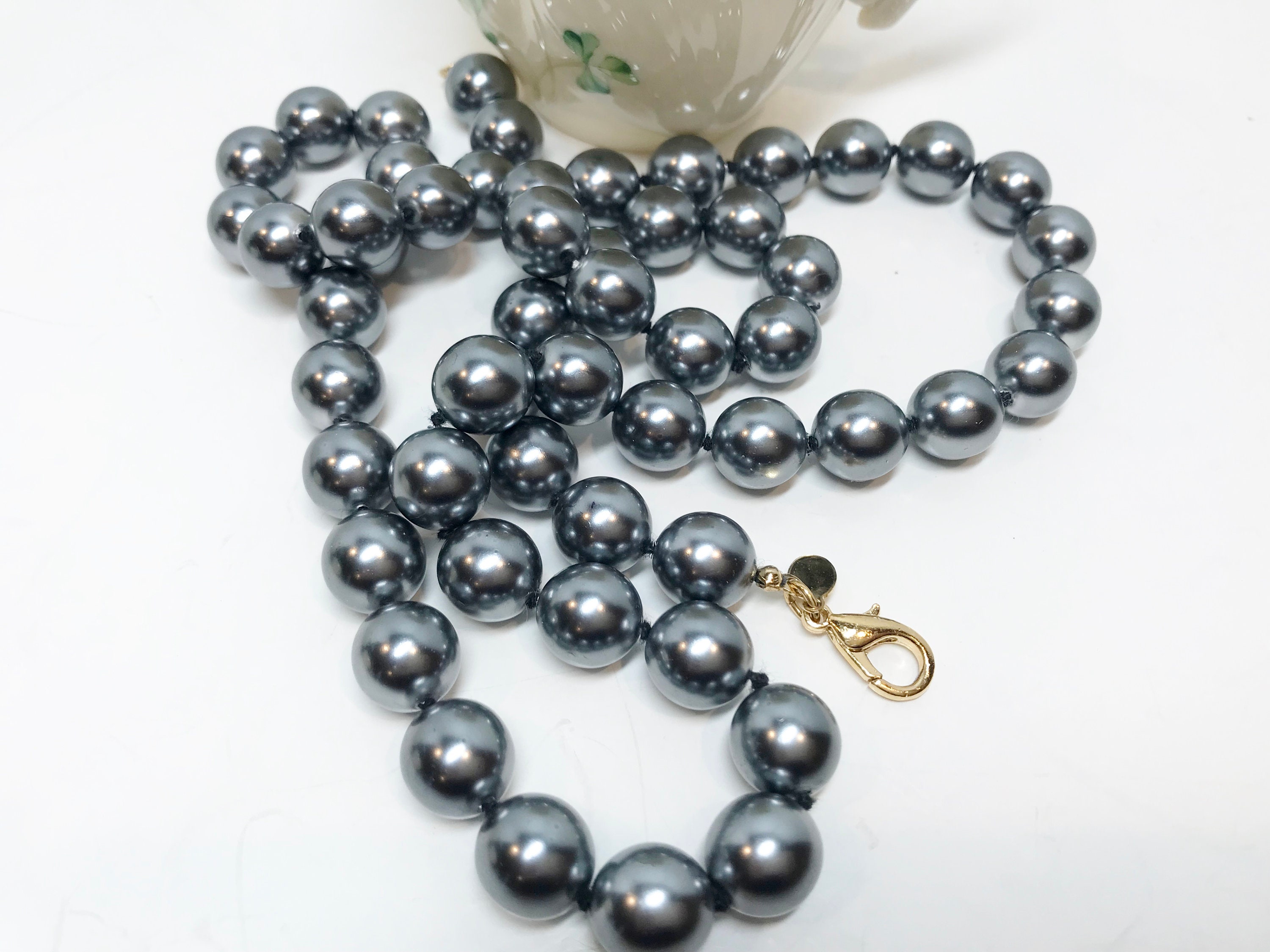 Joan Rivers Necklace, 30 inch Gray Pearl Necklace, Grey Pearl Necklace, Joan Rivers Jewelry