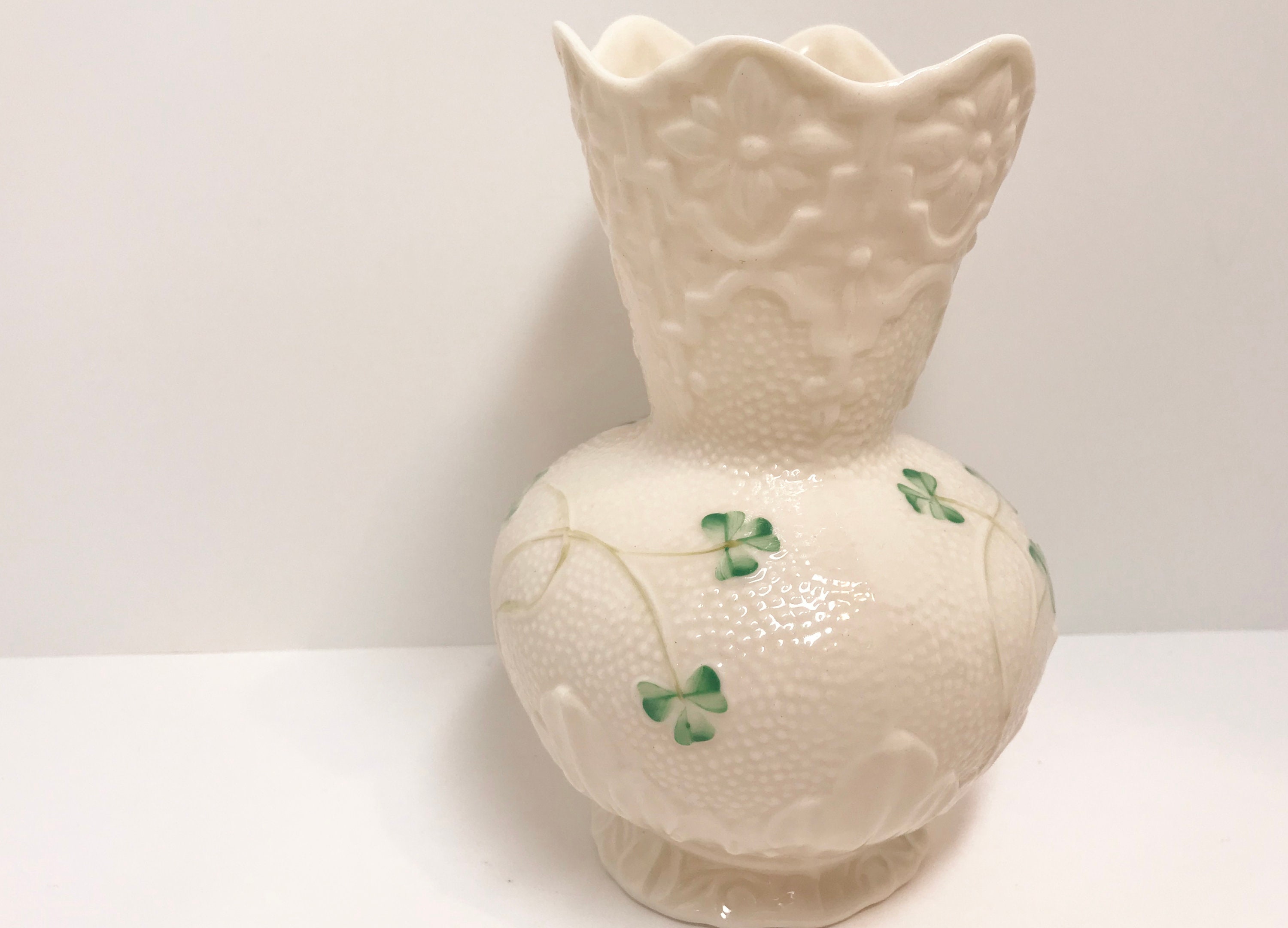 Shamrock Belleek Vase, Wicklow Vase Pattern, Irish Vase, Belleek China