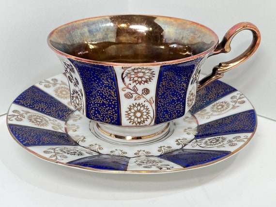 German Tea Cup and Saucer , Heidelberg Bavarian Teacup , Winterling Bavaria , Housewarming Gift , Cobalt Gold Tea Cup , Anniversary Gift